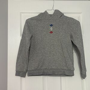 Adidas Hoodie Sweatshirt Boys Small Gray Pullover Logo Kids